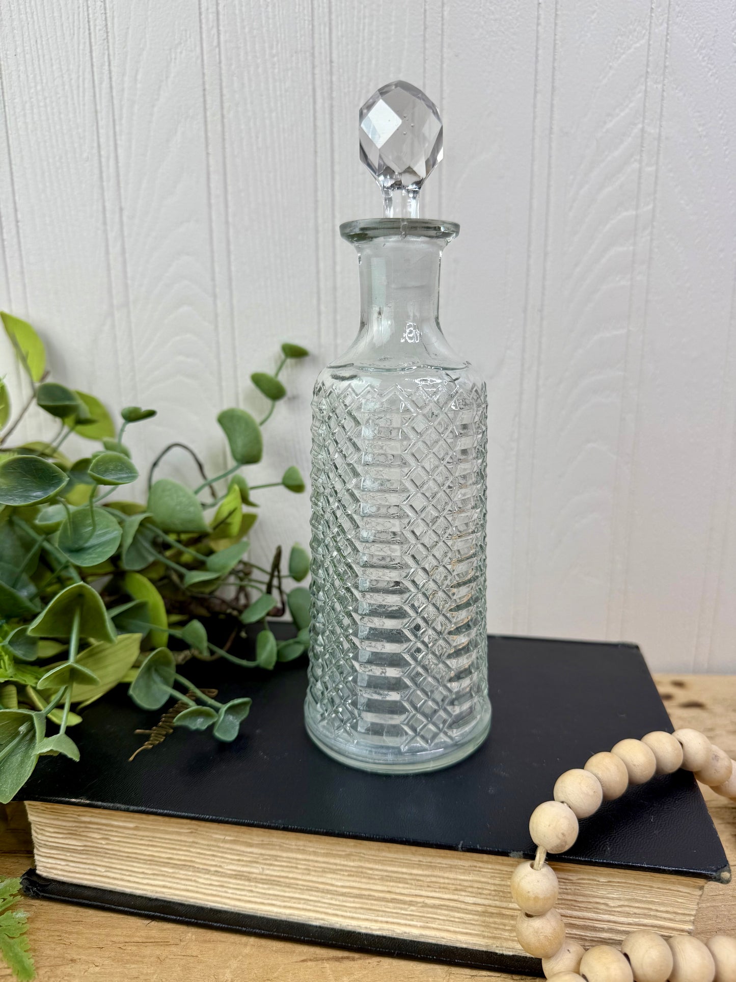 Vintage Diamond Patterned Crystal Decanter