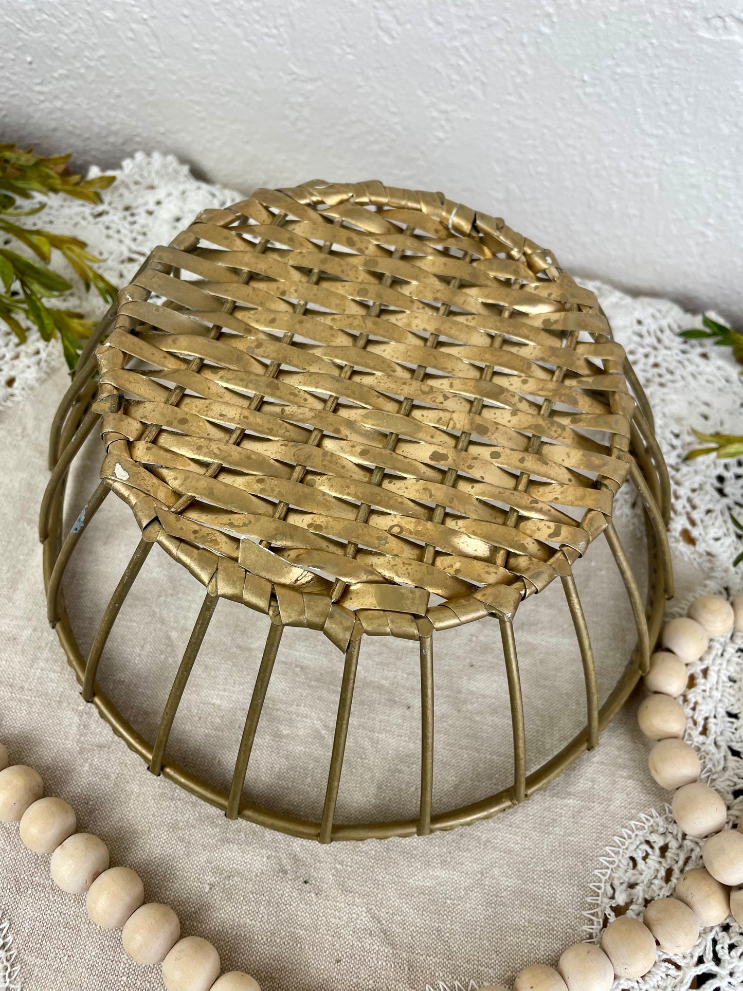 Vintage Gold Metal Basket