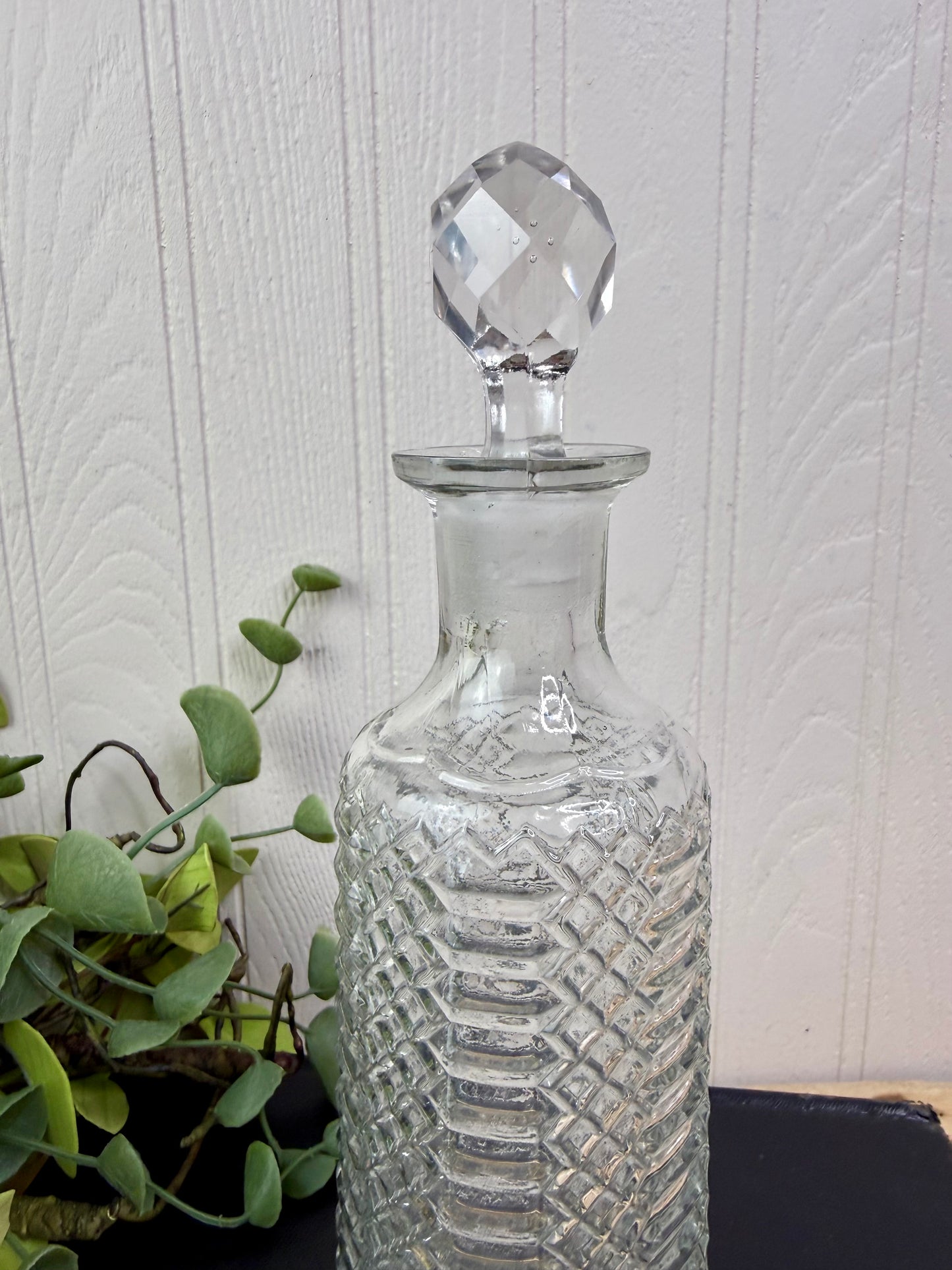 Vintage Diamond Patterned Crystal Decanter