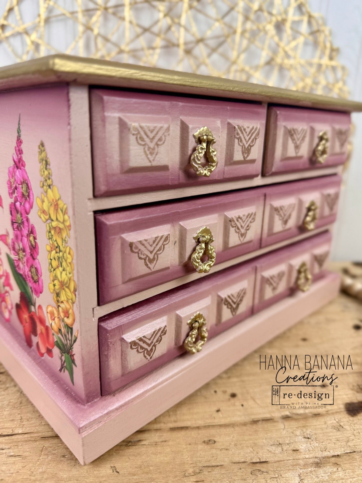 Hand Painted Pink & Burgundy Ombre Jewelry Box