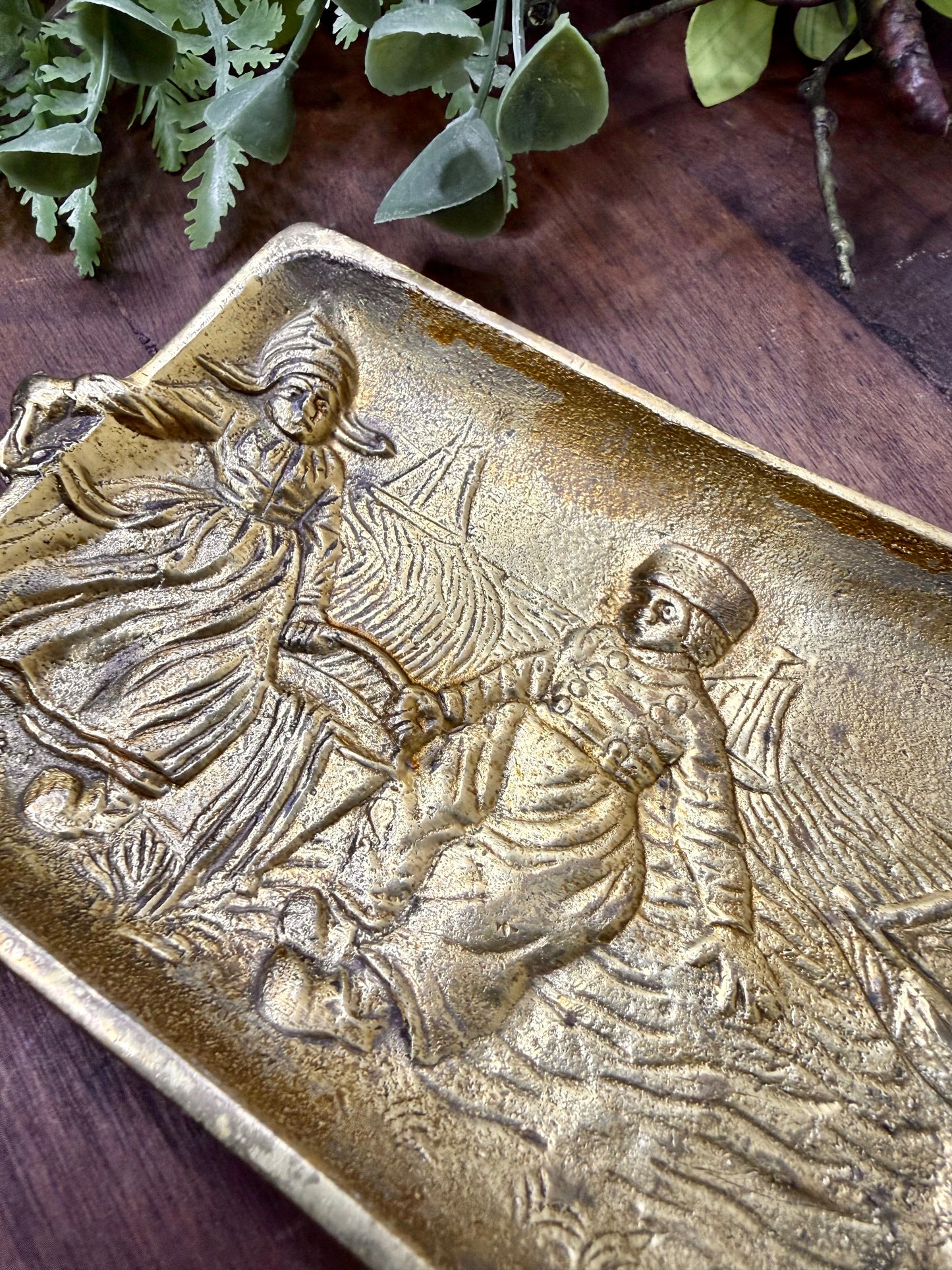 Vintage 1945 Solid Brass Belgian Trinket Tray
