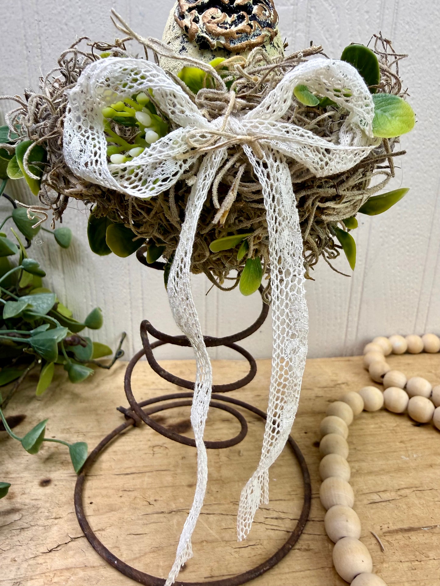 Handmade Rustic Bed Spring Nest with Yellow Egg