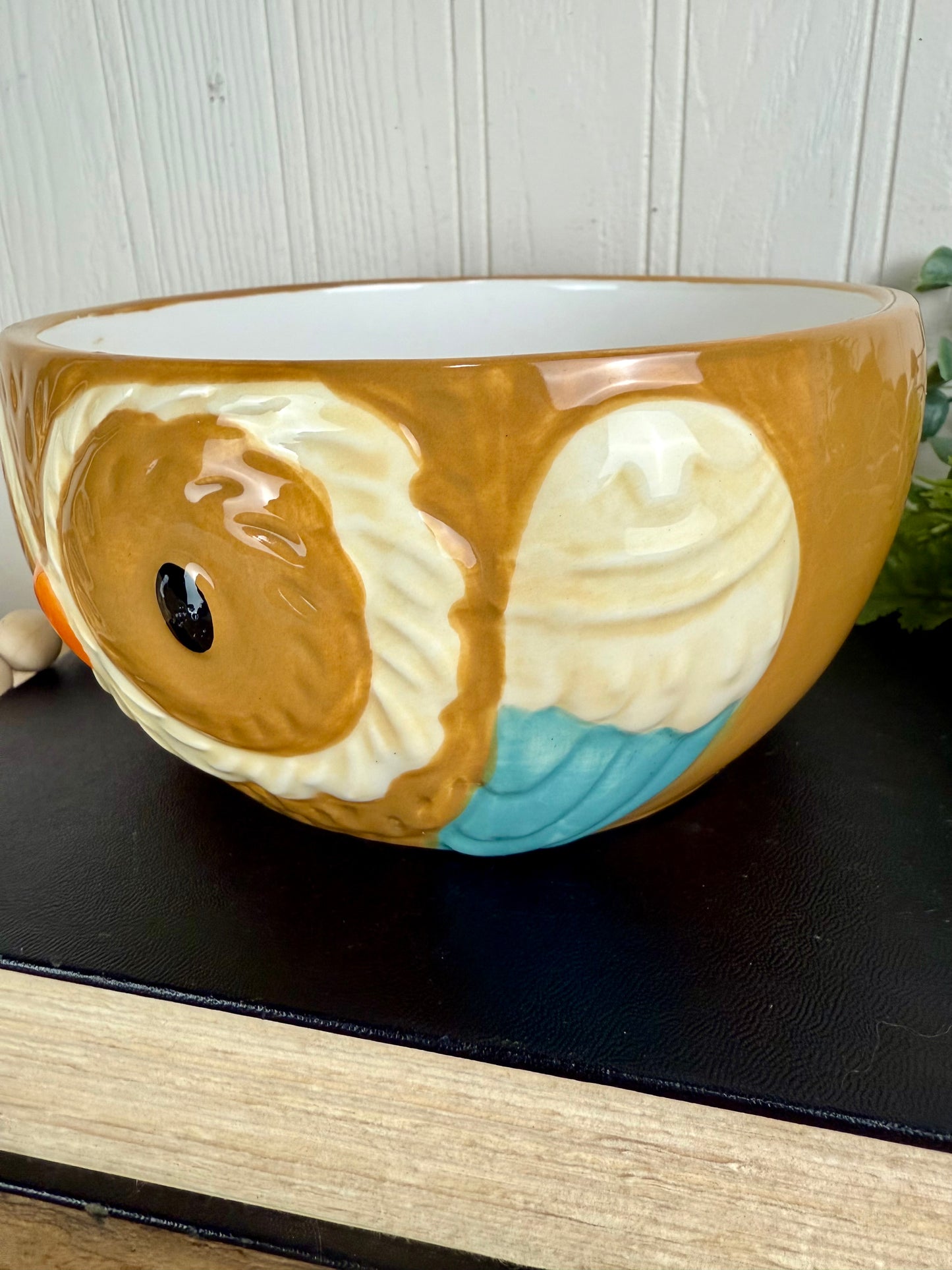 Retro Earthenware Owl Bowl