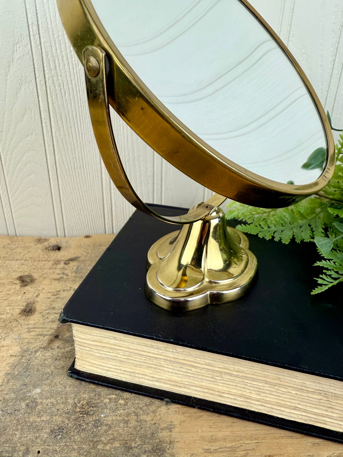 Vintage Double Sided Brass Tabletop Mirror