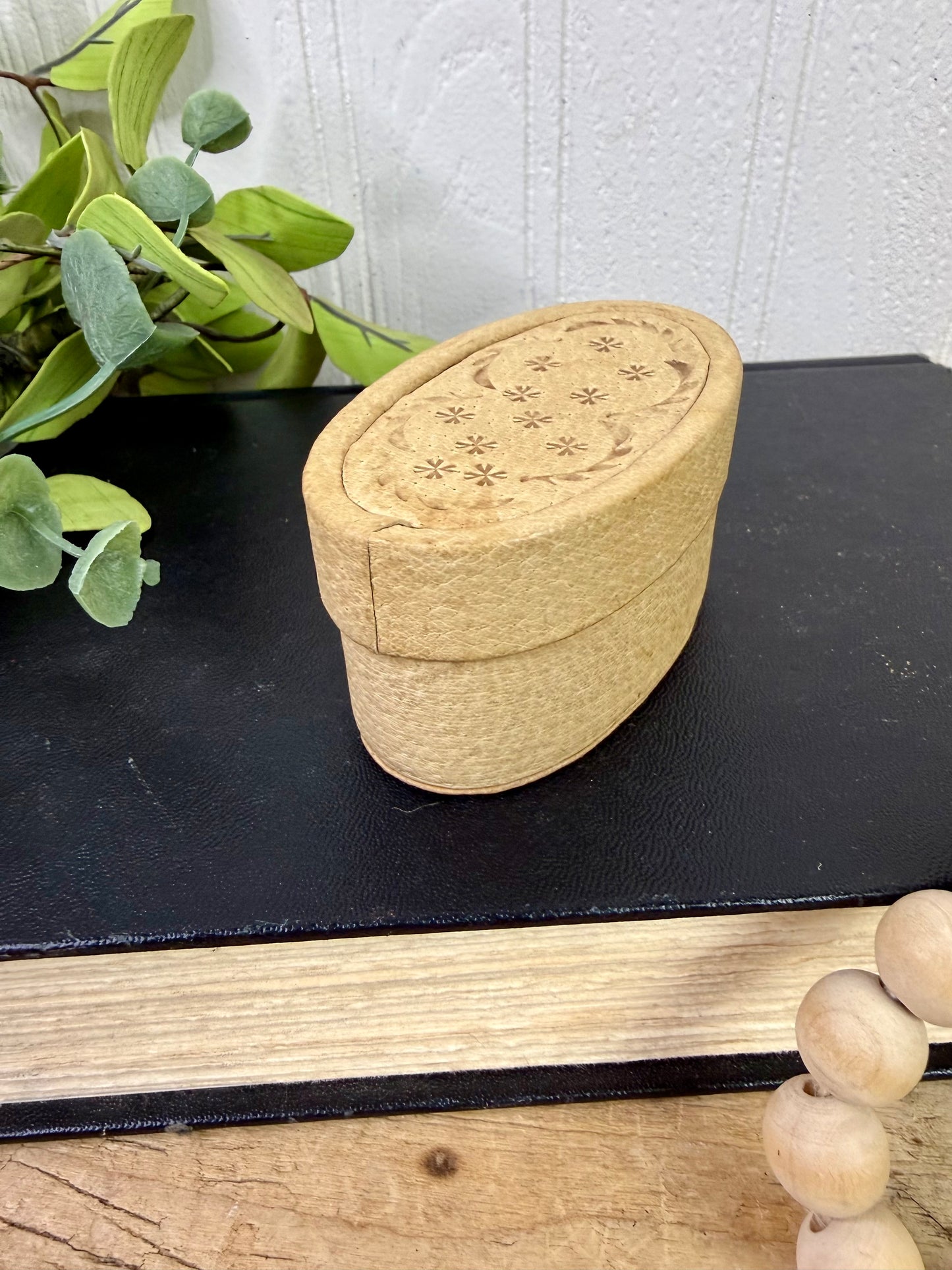 Vintage Handmade Latvian Leather Trinket Box