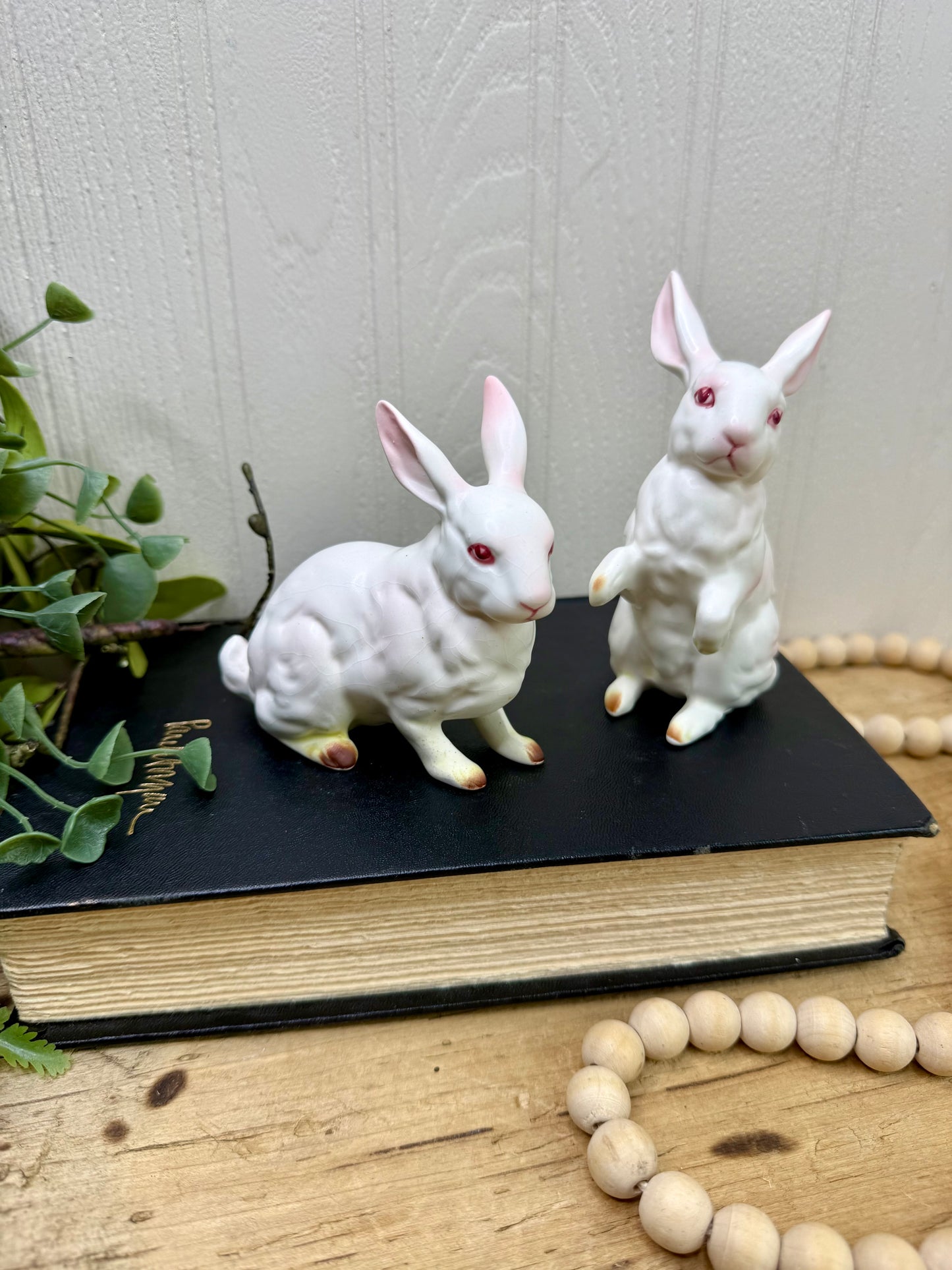 Vintage Lefton Porcelain Bunny Set