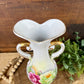 Vintage Porcelain Arnart Floral Double Handle Vase