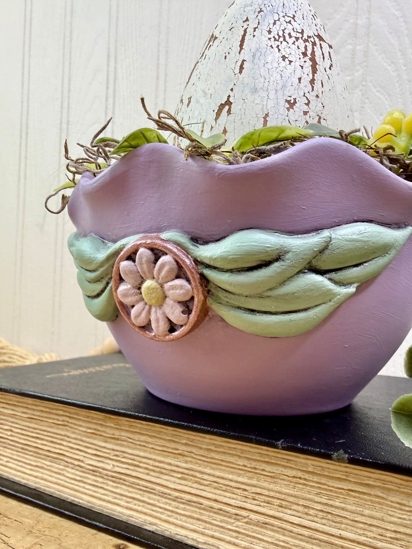 Handmade Upcycled Purple Egg Nest