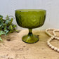 Vintage FTD Green Glass Pedestal Bowl