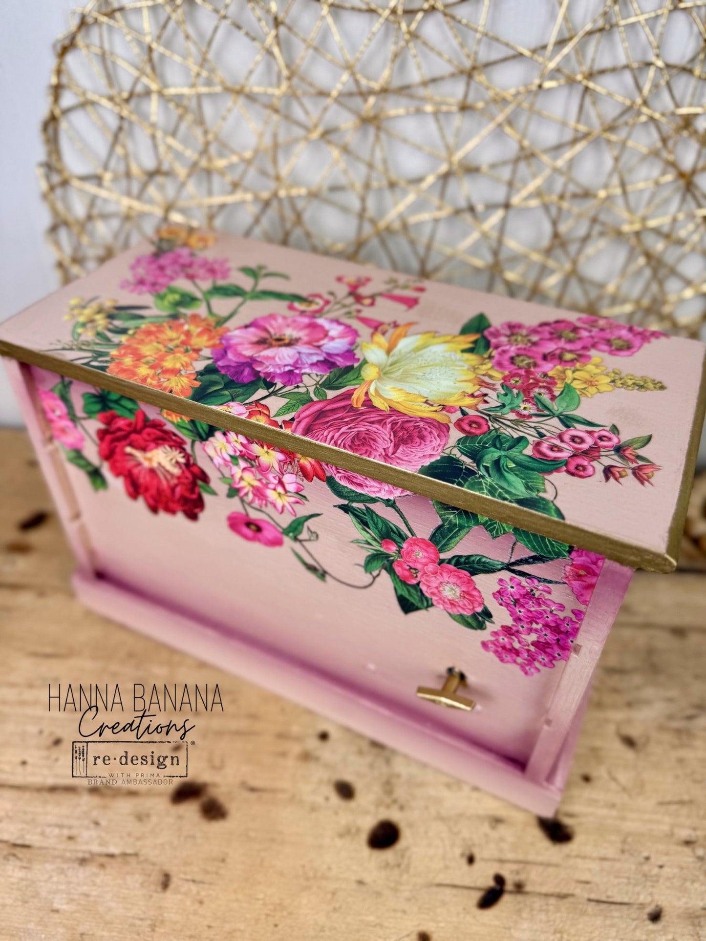 Hand Painted Pink & Burgundy Ombre Jewelry Box
