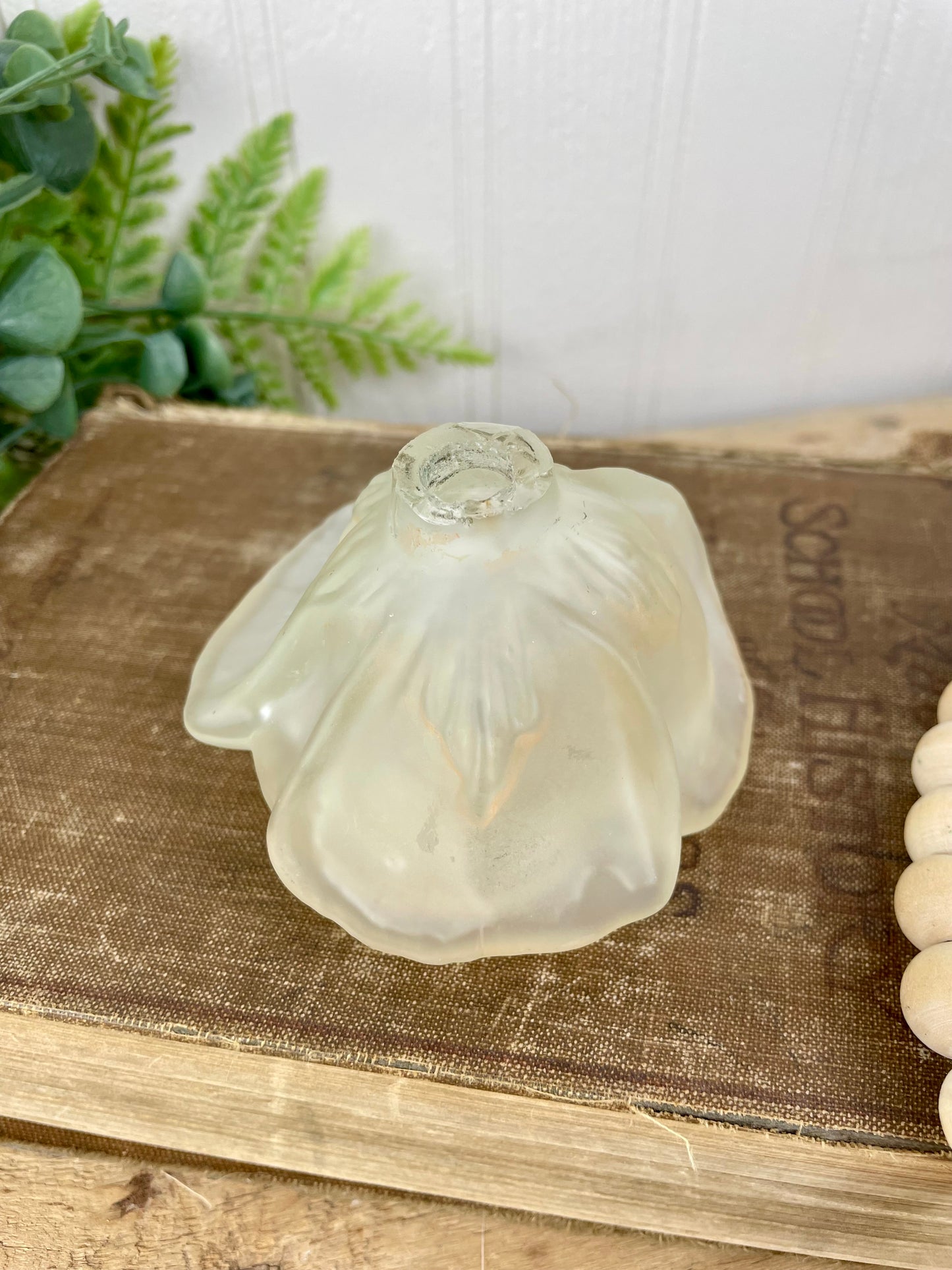 Vintage Frosted Glass Rose Perfume Bottle