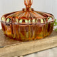 Vintage Marigold Carnival Glass Candy Dish with Lid