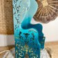 Hand Painted Ombré Wooden Chair Plant Holder with Gold Details