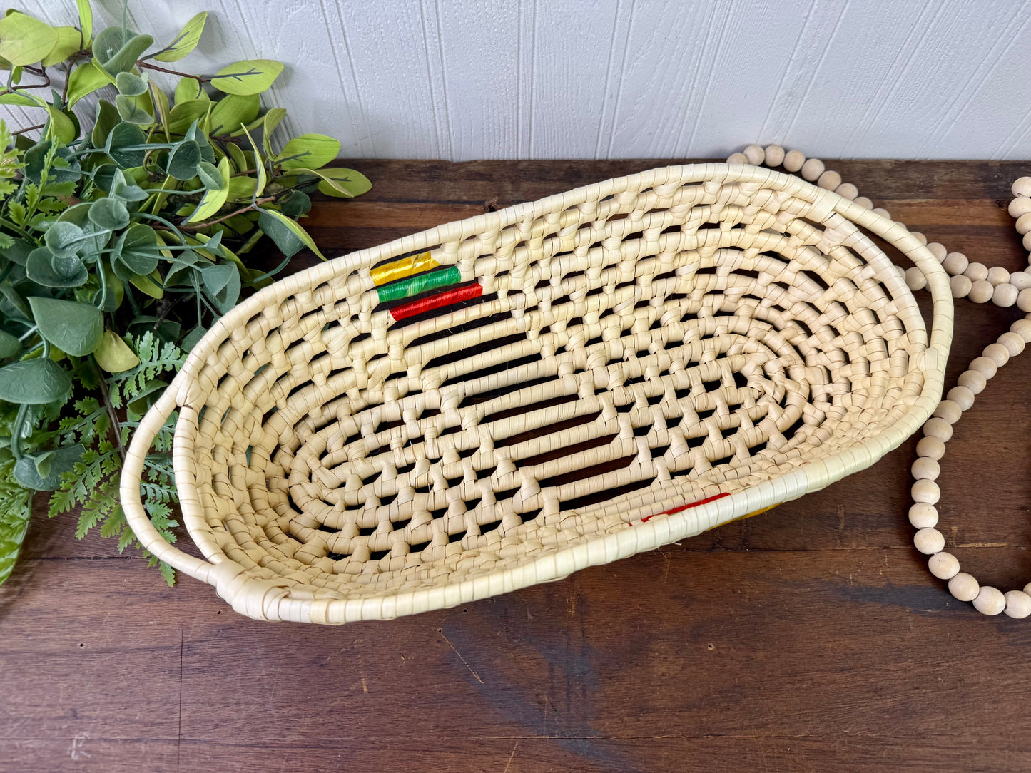 Vintage Woven Straw Catchall Basket