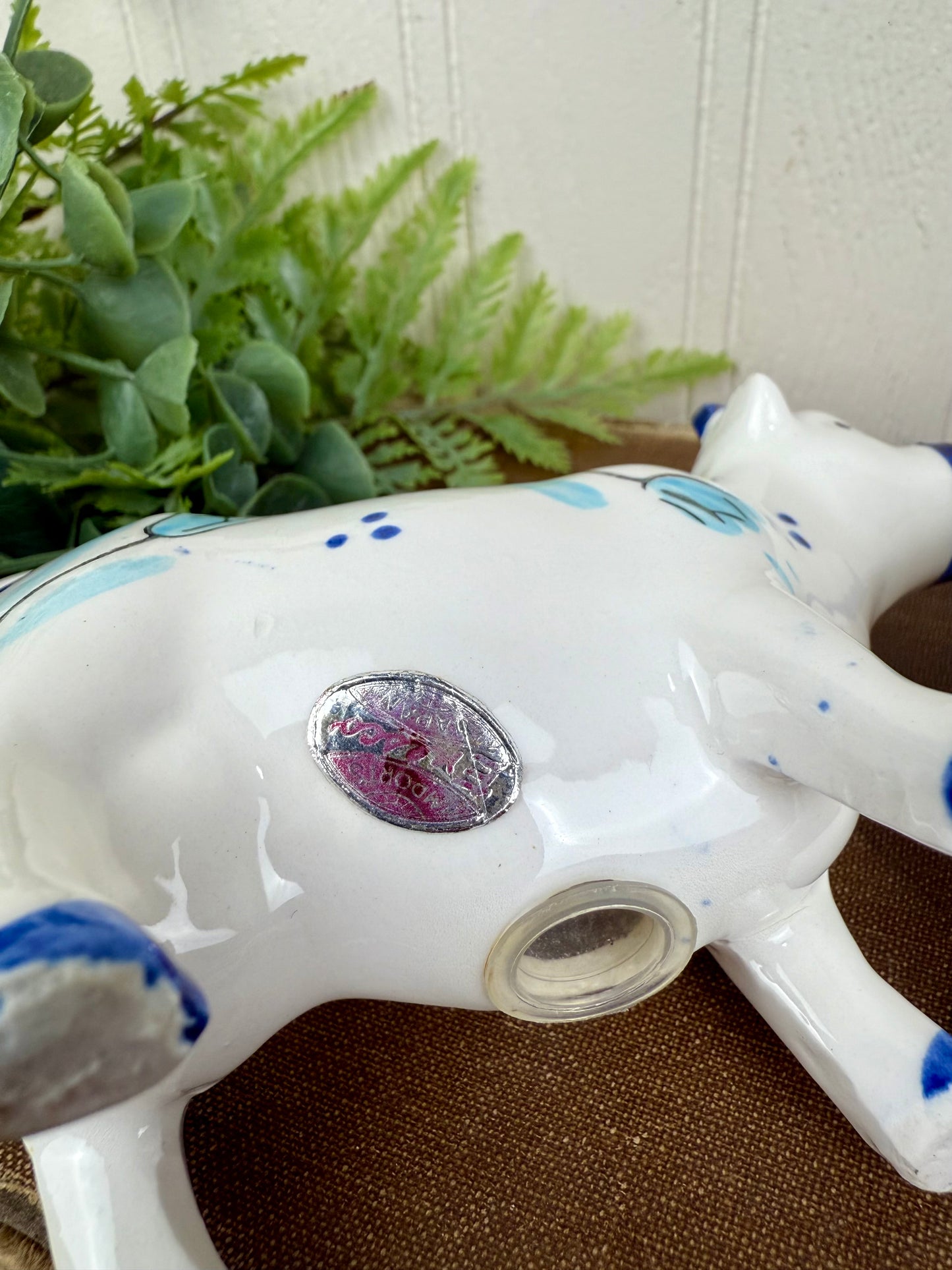 Vintage Enesco Delft-Style Porcelain Cow Salt and Pepper Shakers