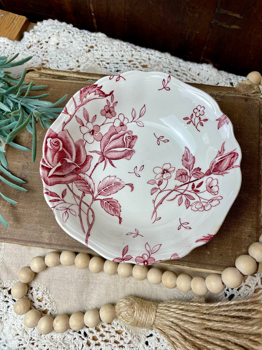 Antique J&G Meakin Staffordshire Tudor Roses Porcelain China Dessert Bowl