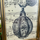 Vintage Brass Frame with Sheet Music Art