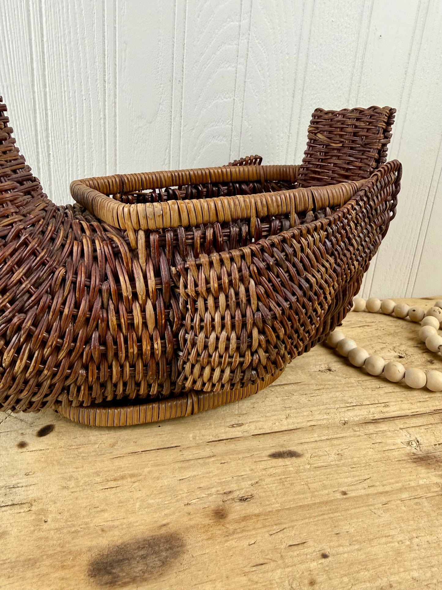 Vintage Large Wicker Duck Basket