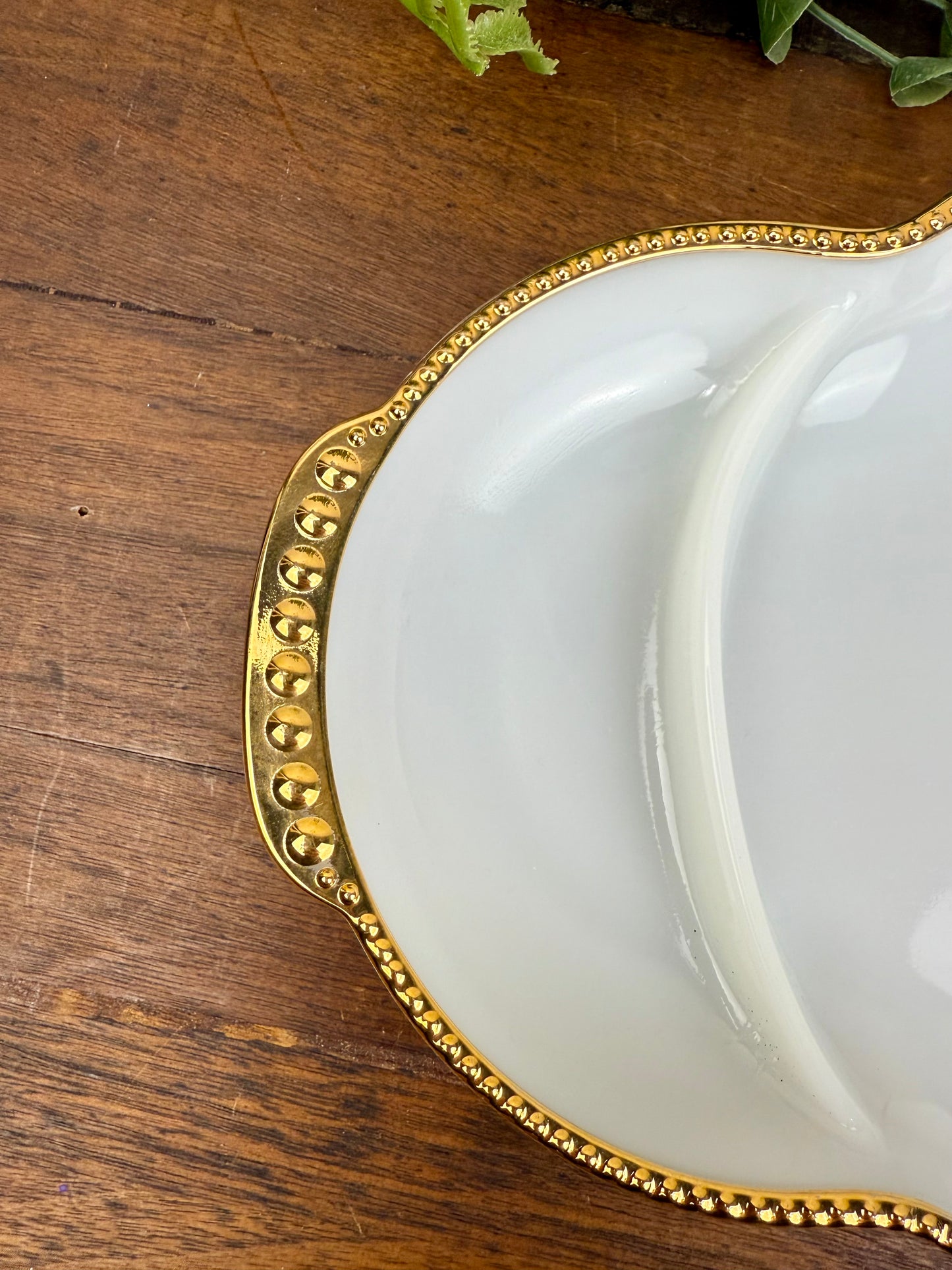 Vintage Fire King Milk Glass Divided Relish Dish