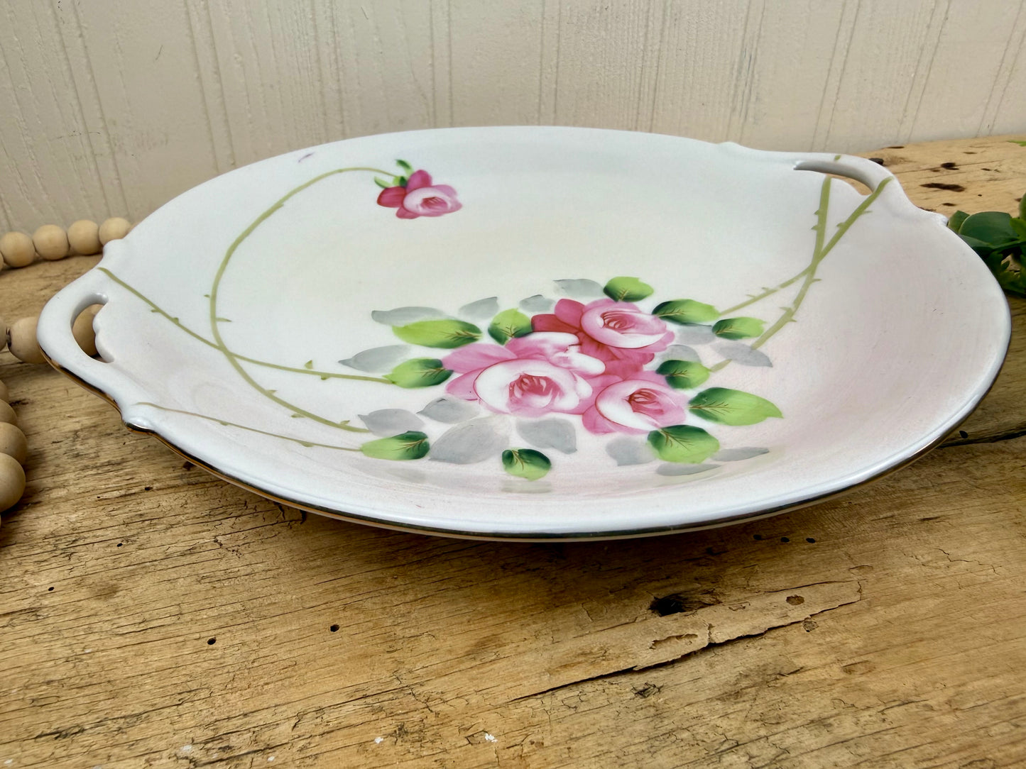 Antique Nippon Porcelain Plate with Hand Painted Florals