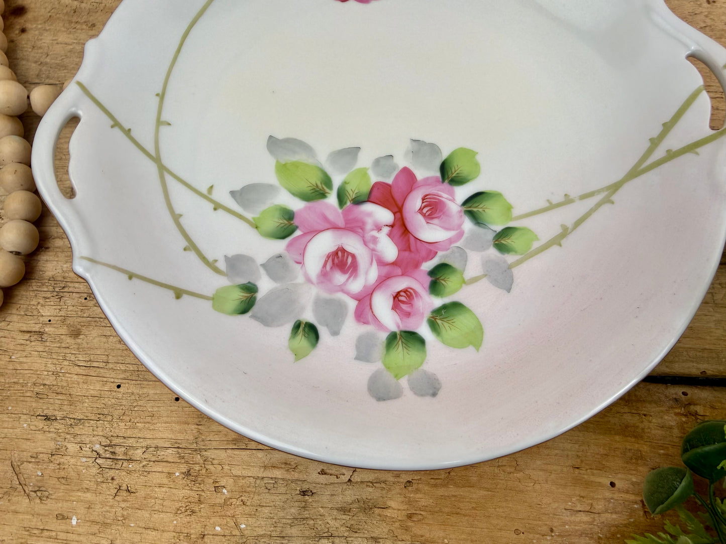 Antique Nippon Porcelain Plate with Hand Painted Florals