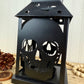 Metal Candle Lantern with Skulls and Bats