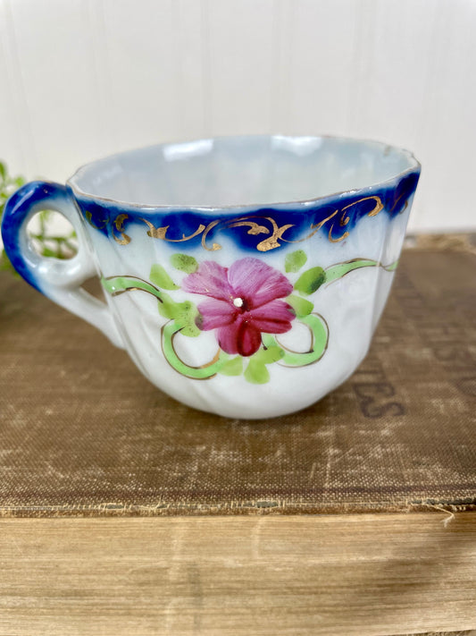 Vintage Hand Painted Porcelain Teacup- Unmarked