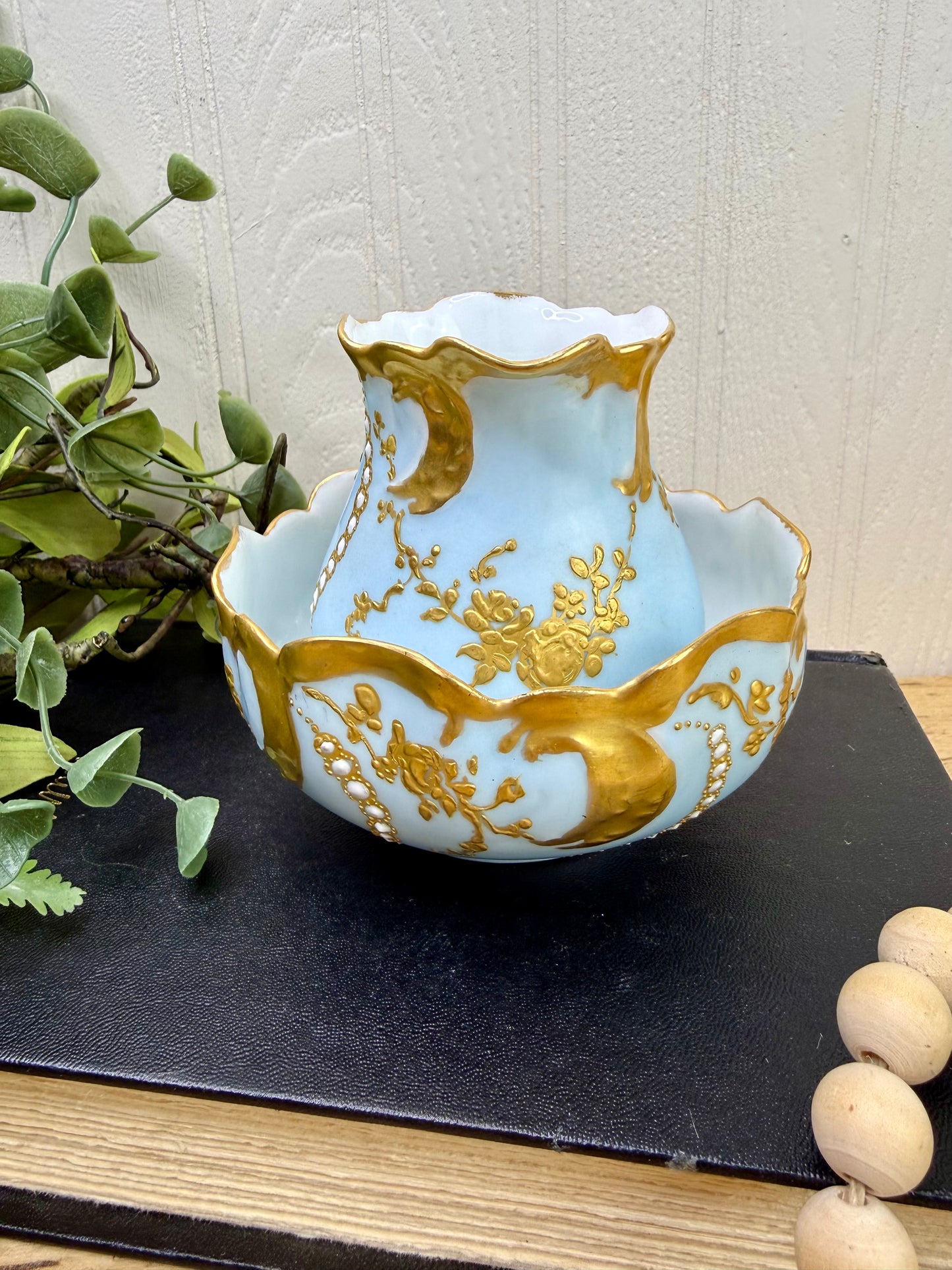 Antique Haviland & Co. French Limoges Porcelain Mini Pitcher & Basin Set