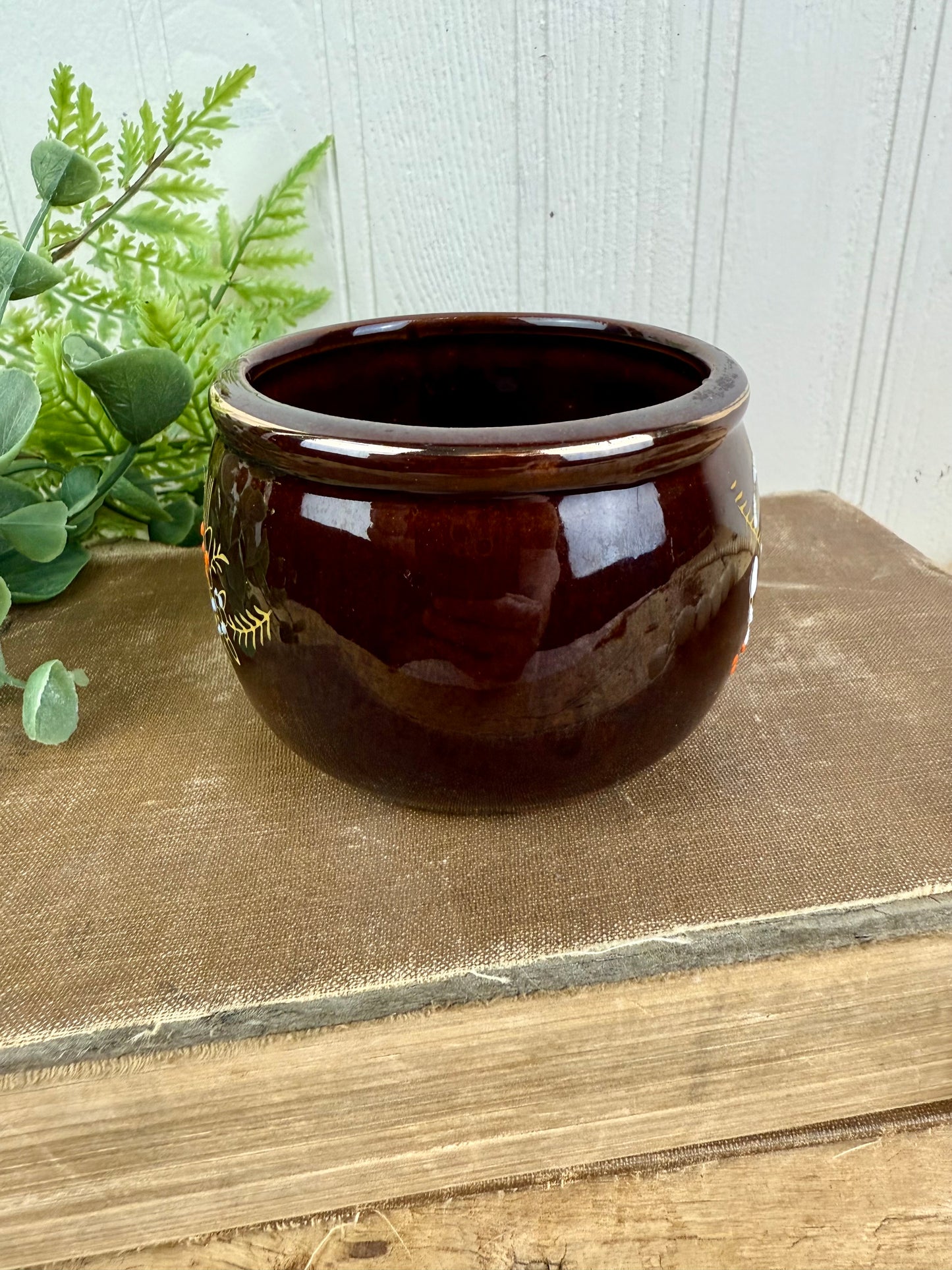 Vintage Japanese Moriage Redware Hand Painted Bowl