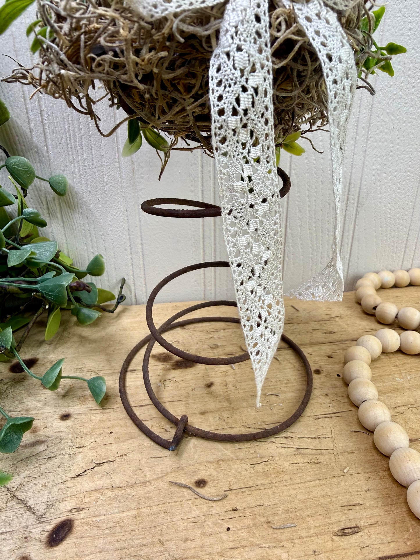 Handmade Rustic Bed Spring Nest with Yellow Egg with Gold Details