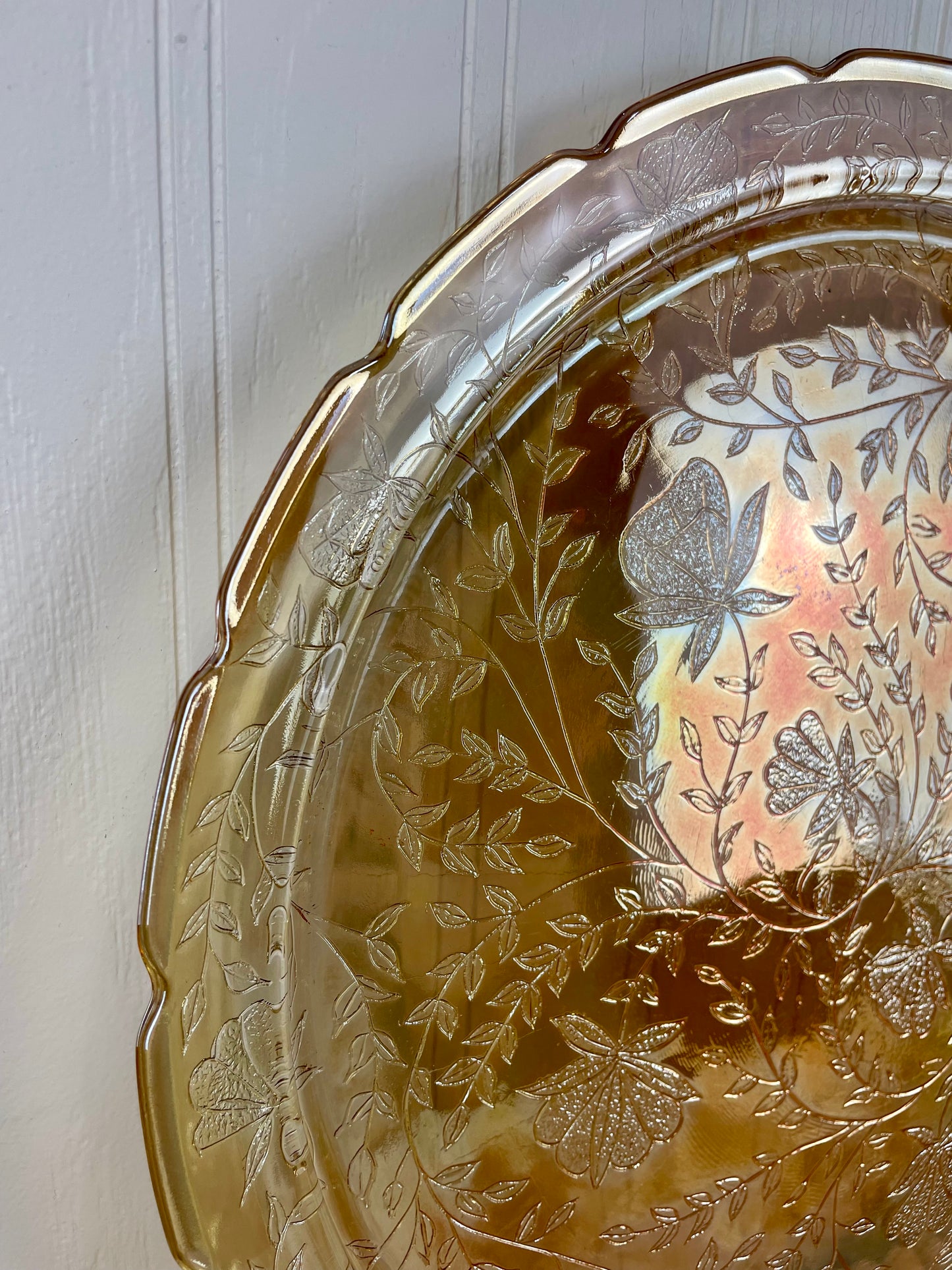 Vintage Jeannette Glass Co. Floragold Louisa Serving Platter