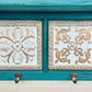 Upcycled Teal Painted Shelf with Hooks