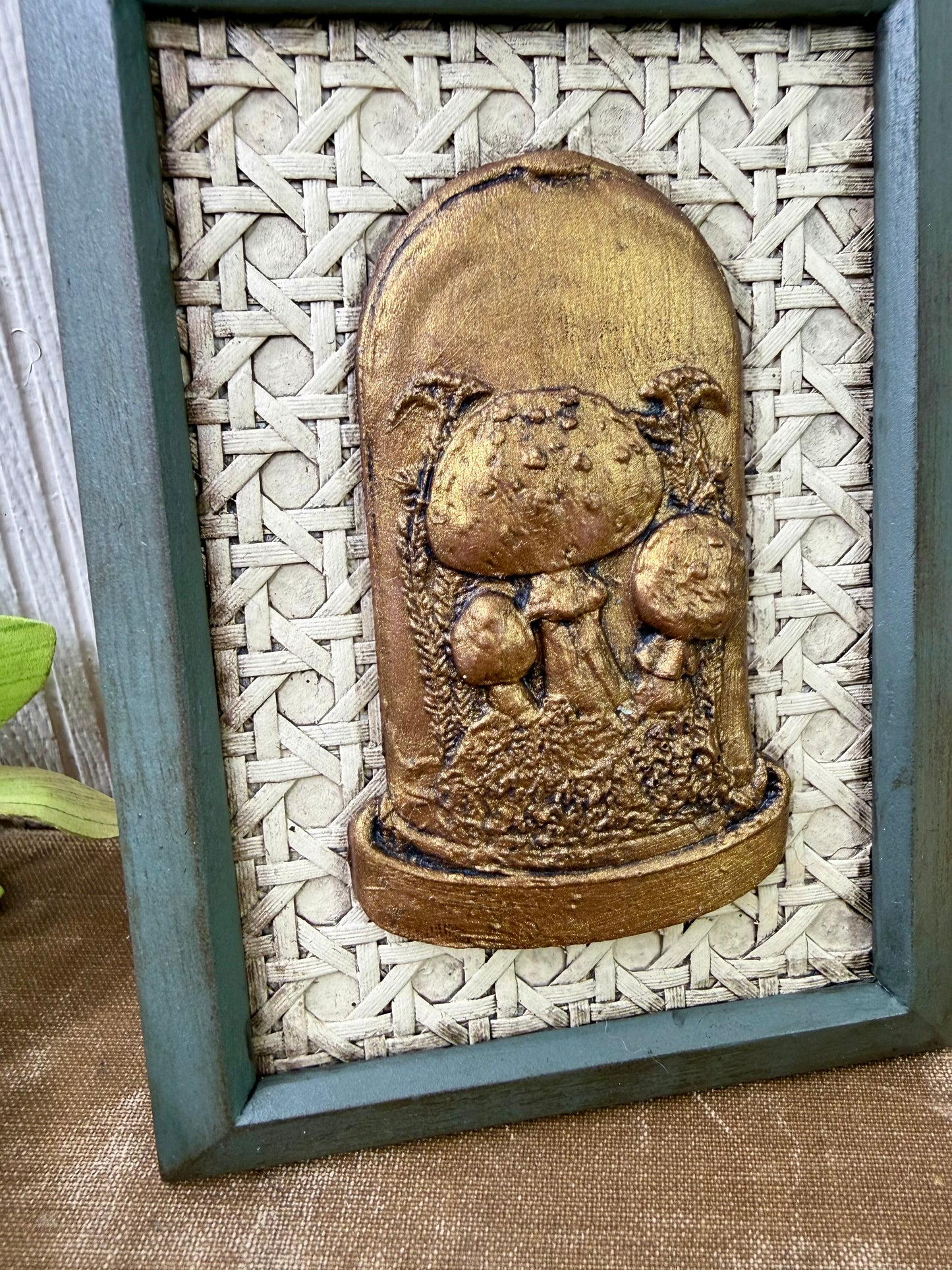 Handmade Upcycled Framed Art with Mushrooms #1