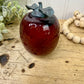 Vintage Crackle Art Glass Red Apple Figurine