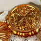 Vintage Marigold Carnival Glass Candy Dish with Lid