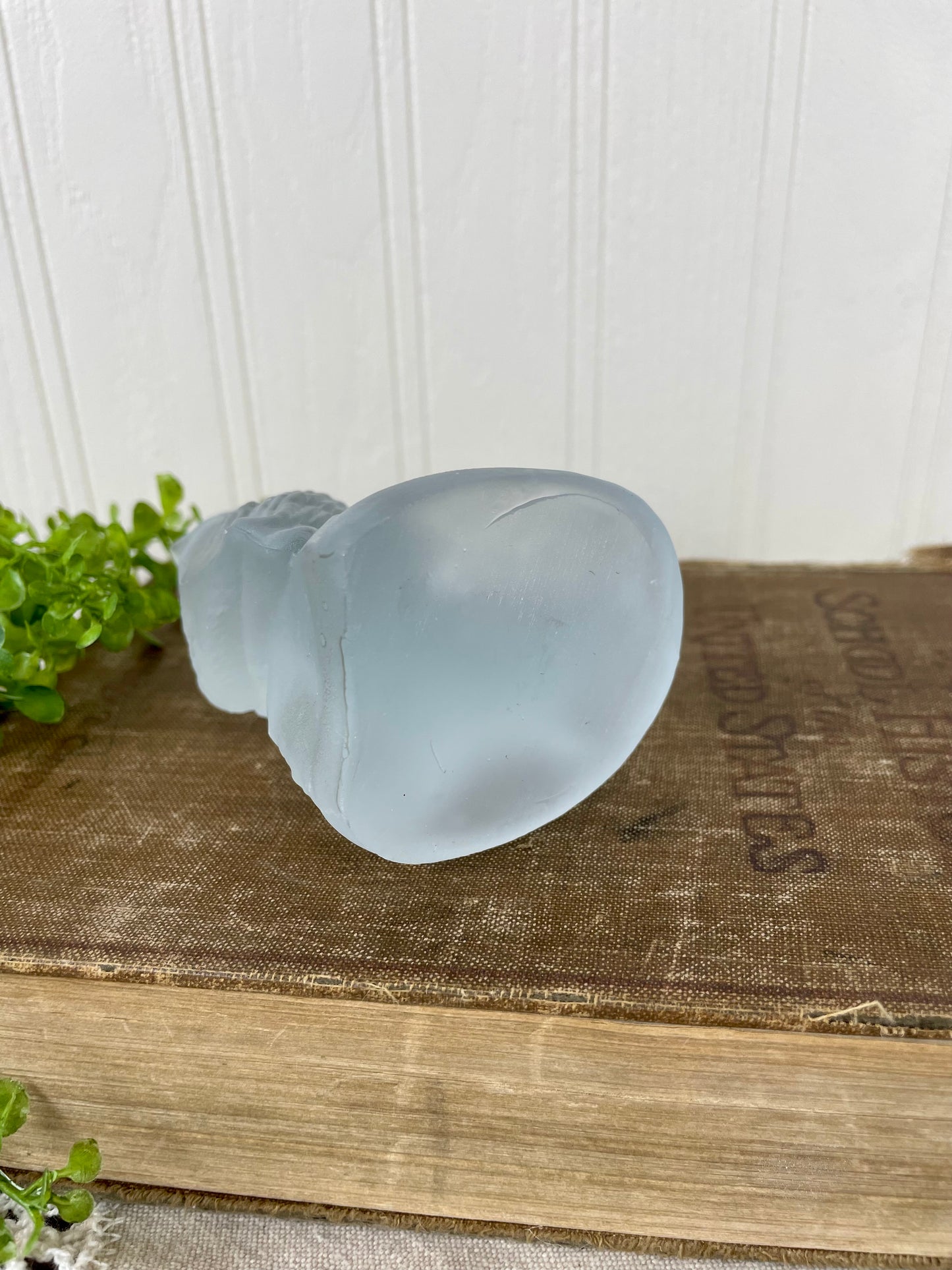 Vintage German Frosted Glass Owl Figurine