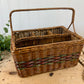 Vintage Divided Wicker Carrying Basket