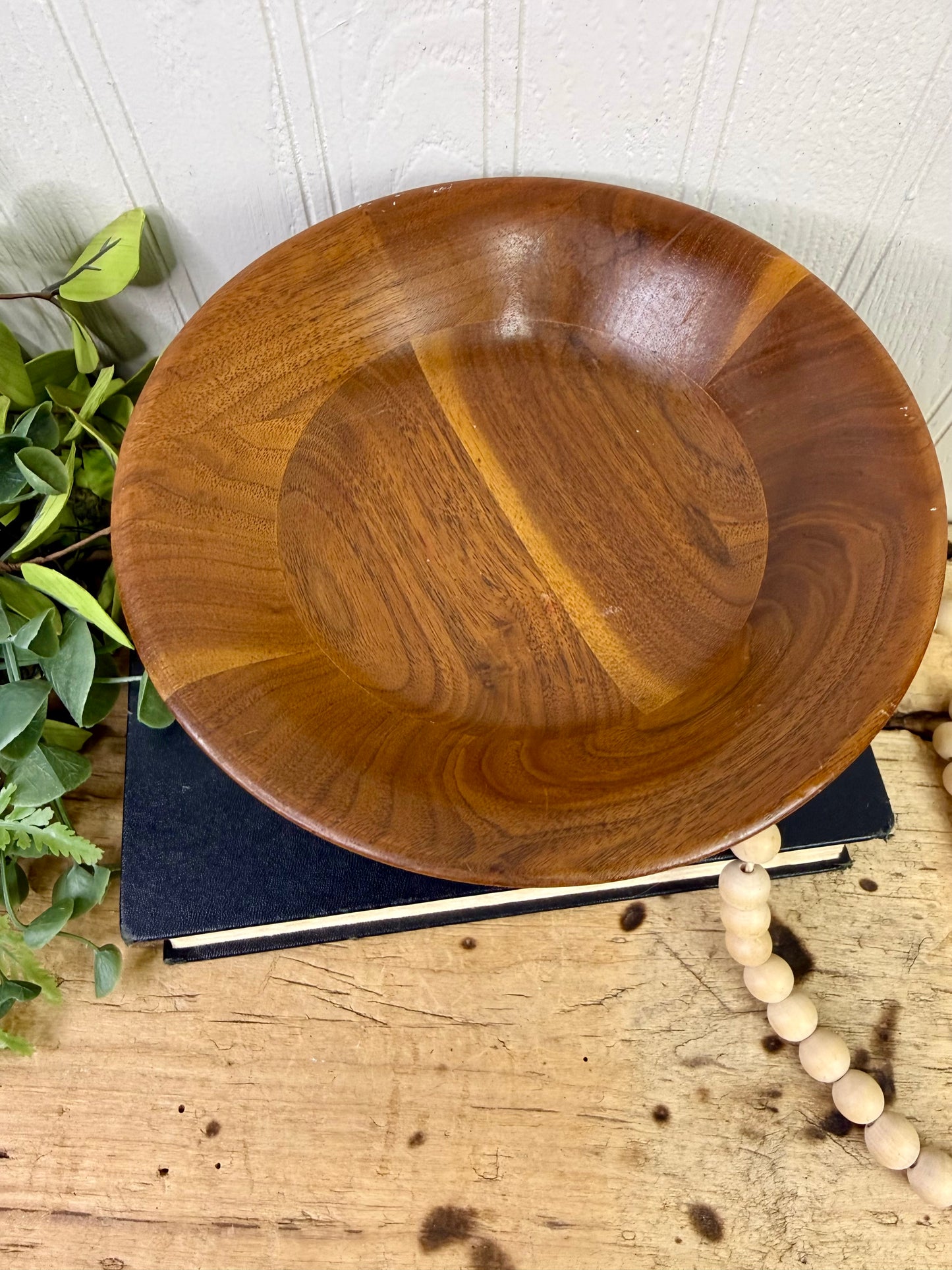 Vintage Mid-Century Walnut Pedestal Bowl