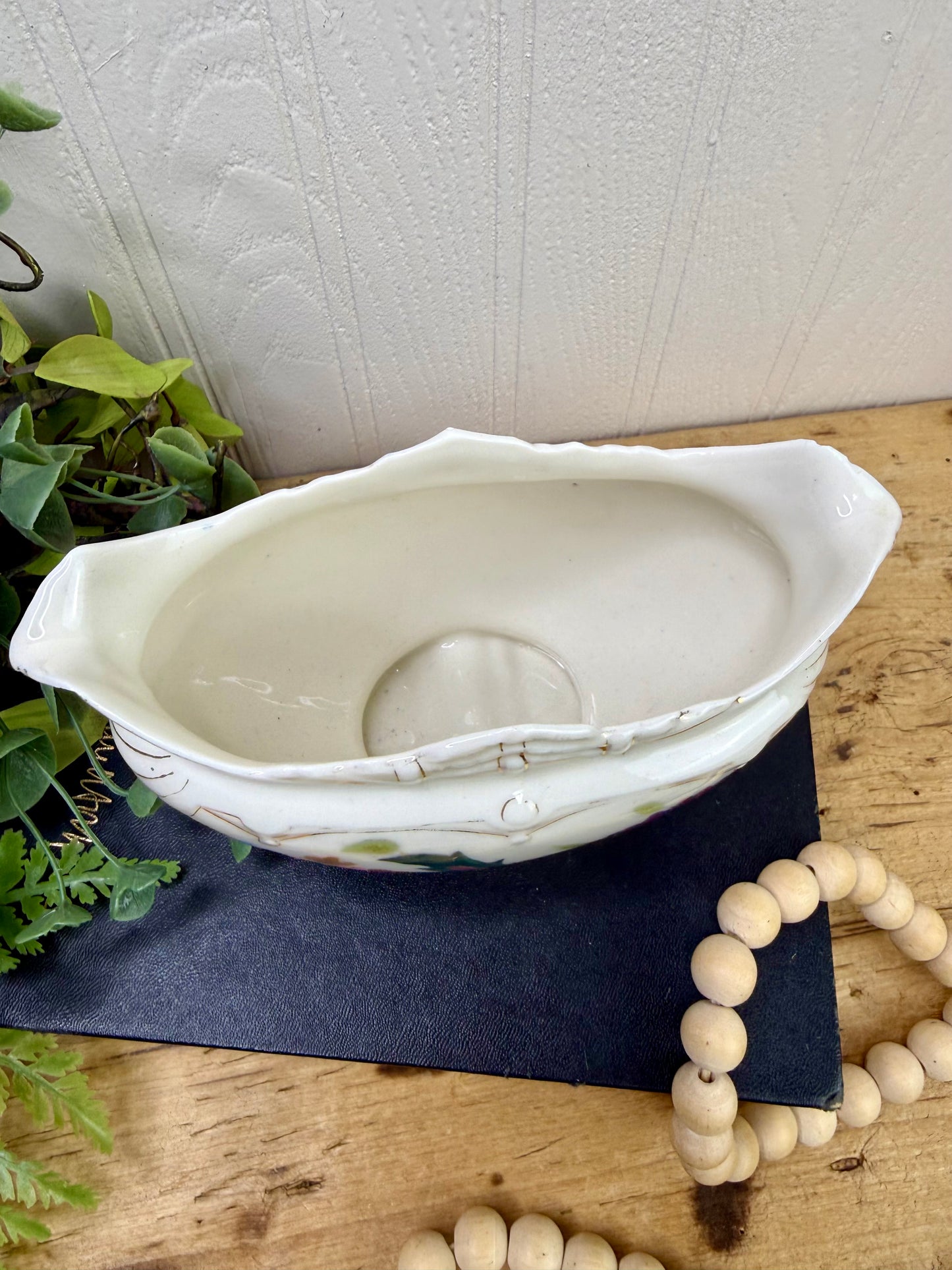 Vintage Porcelain Planter with Hand Painted Florals