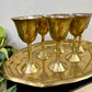 Vintage Mini Brass Barware Set with Goblets & Tray