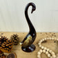 Vintage Enesco Redware Pottery Swan with Drip Glaze