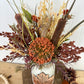 Handmade Upcycled Small Mason Jar Fall Floral Arrangment