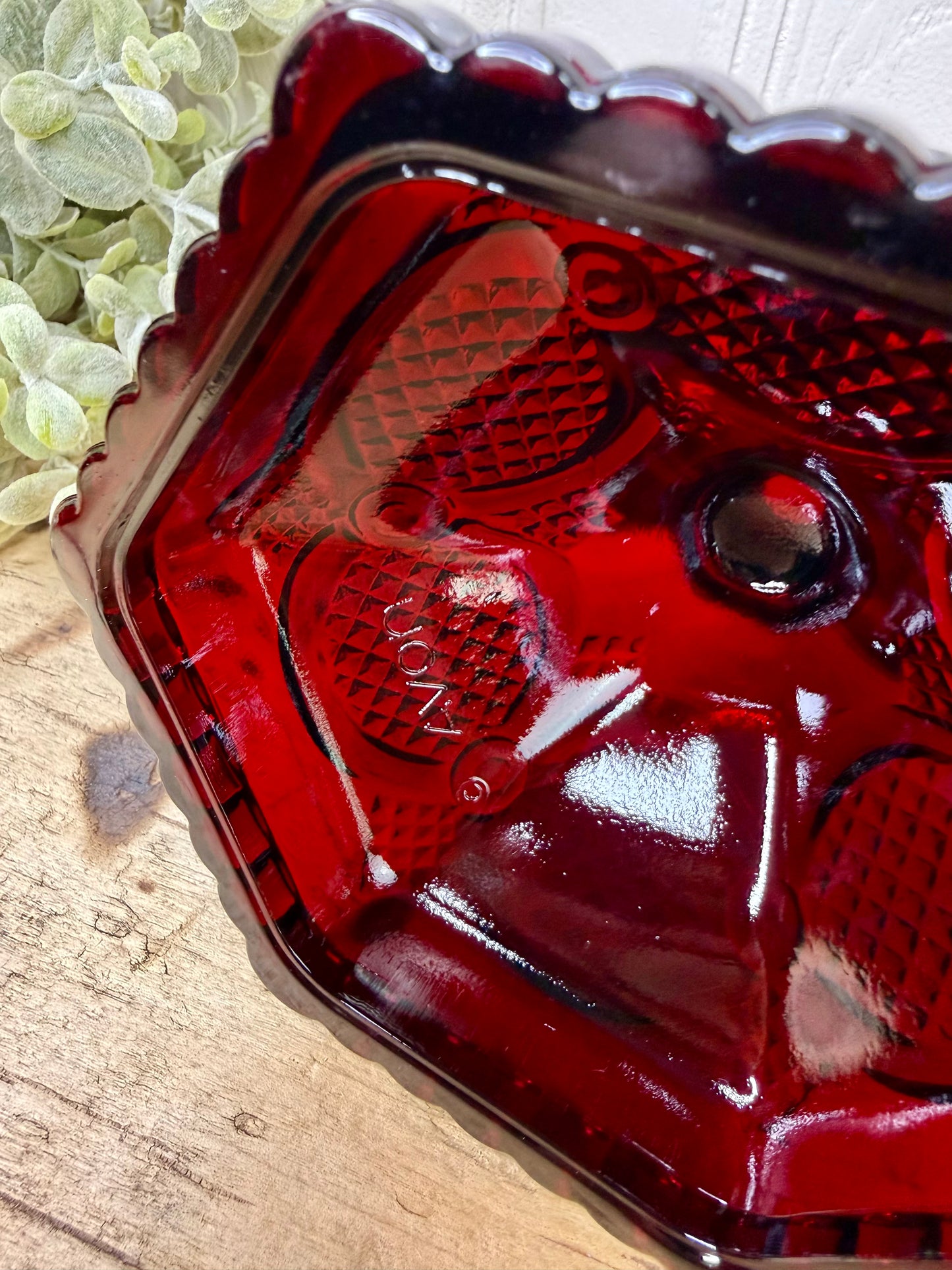 Vintage Avon Cape Cod Ruby Red Glass Hurricane Lamp Base