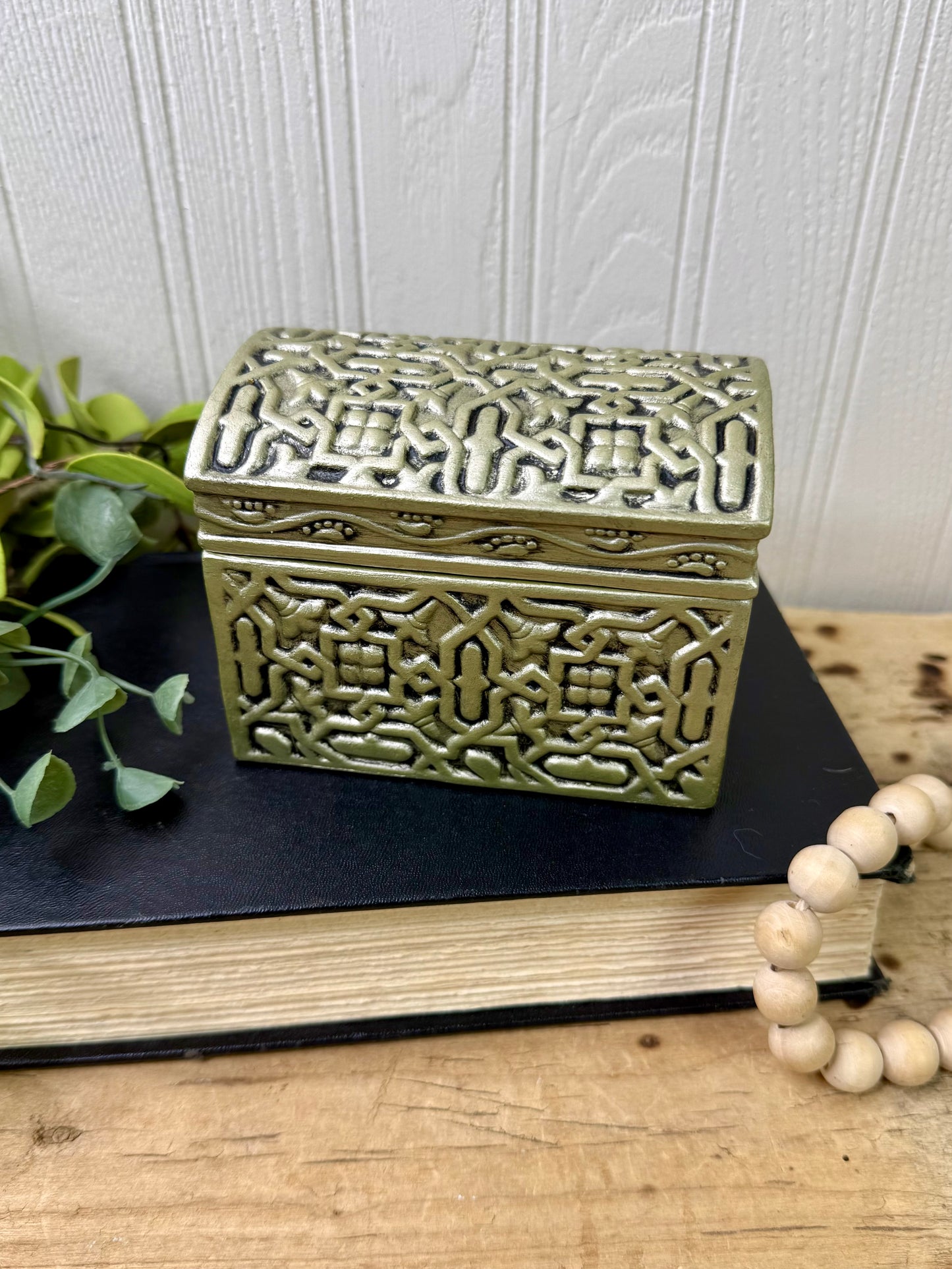 Upcycled Metallic Painted Ceramic Trinket Box