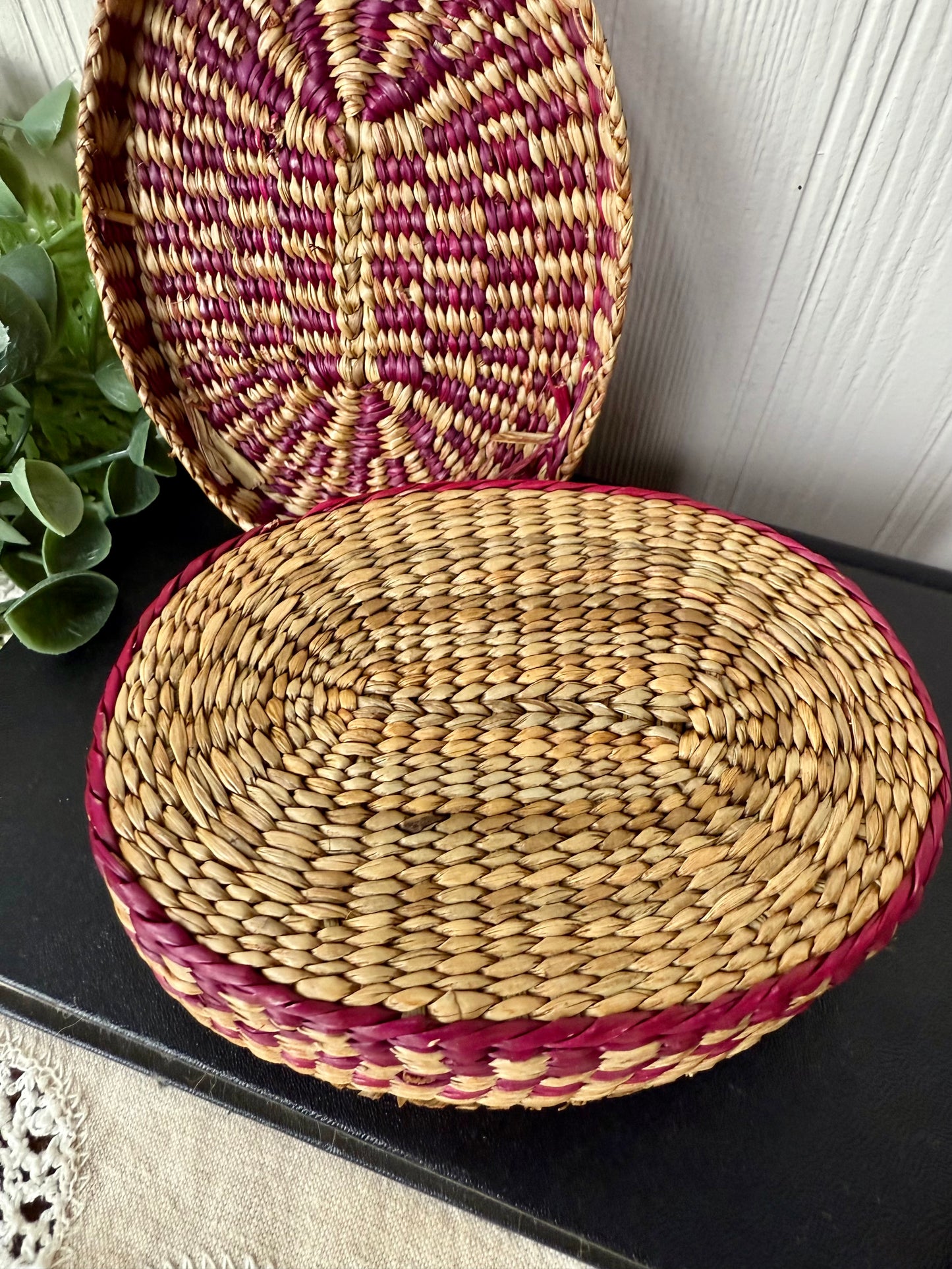 Vintage Miniature Seagrass Basket with Lid