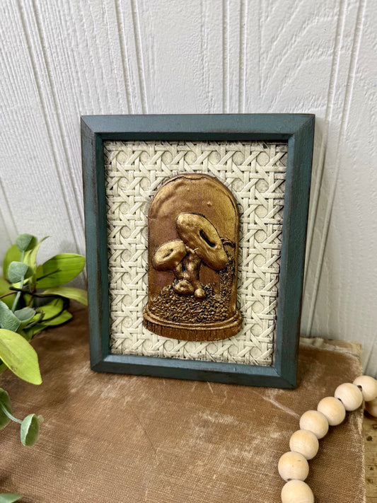 Handmade Upcycled Framed Art with Mushrooms #2