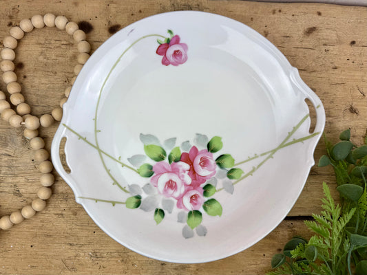 Antique Nippon Porcelain Plate with Hand Painted Florals