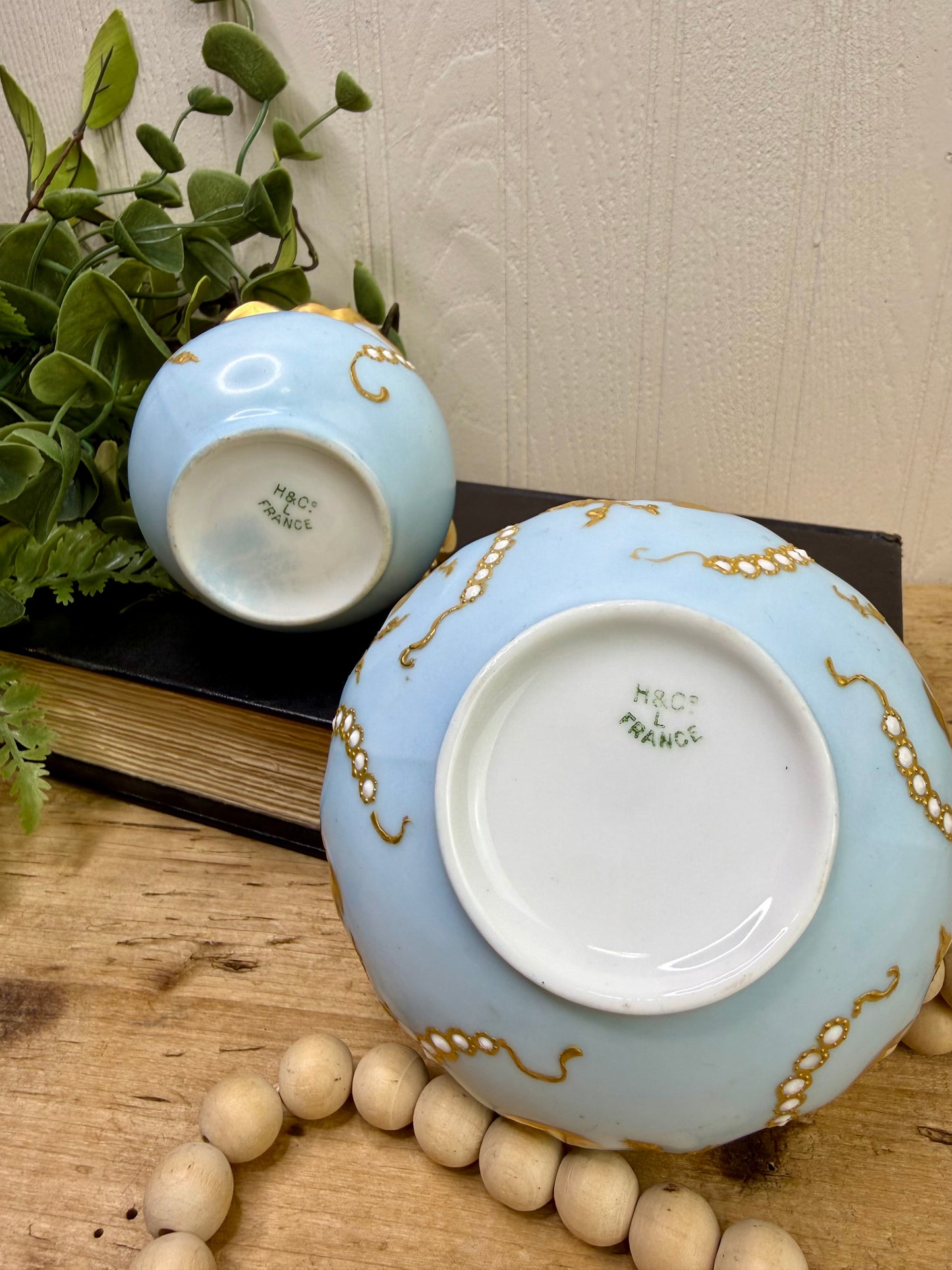 Antique Haviland & Co. French Limoges Porcelain Mini Pitcher & Basin Set