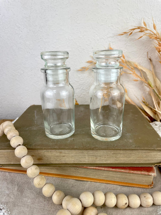 Vintage Clear Glass Japanese Bottle Set