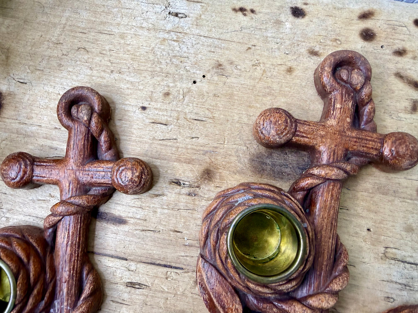Vintage Syroco Wood Anchor Candle Holders